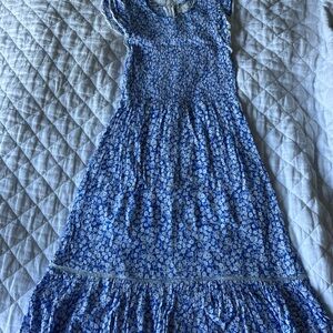 Blue Floral Midi Dress